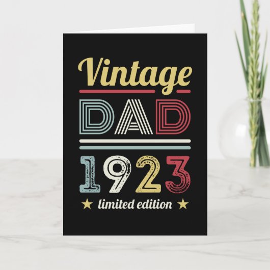 vader 1923 100th Birthday Gift Mannen Retro Kaart (Voorkant)
