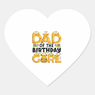 Vader 1e Verjaardag Meisje Giraffe Theme Party Zoo Hart Sticker