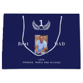 Vader Beste vader ooit blauw witte namen foto Groot Cadeauzakje (Voorkant)