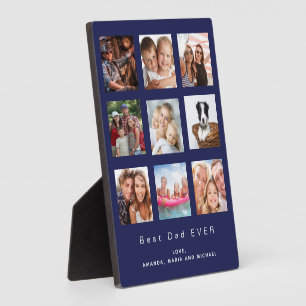 Vader beste vaders fotofamilie collage navy blue fotoplaat