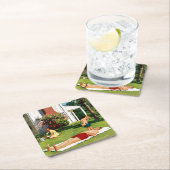 Vader bezoedelen vierkante kartonnen onderzetter (Insitu)