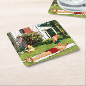 Vader bezoedelen vierkante kartonnen onderzetter (Schuin)