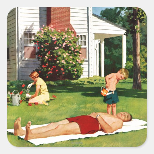 Vader bezoedelen vierkante sticker (Voorkant)