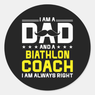 Vader Biathlon Coach Altijd Rechts Grappig Biathlo Ronde Sticker