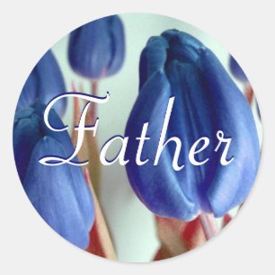 Vader Blue Tulips-Sticker Ronde Sticker