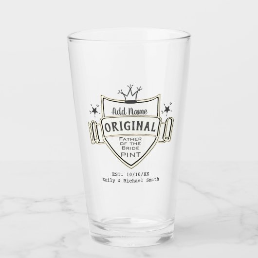 VADER BRUID - Gepersonaliseerde Groomsmen PINT GLA Glas (Voorkant)