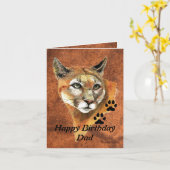 Vader Cougar, Puma, Mountain Lion Animal Kaart (Gele Bloem)