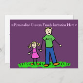 Vader Daughter Family Art, Aangepaste uitnodiging (Voorkant / Achterkant)