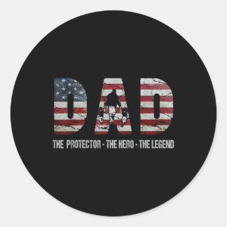 Vader de beschermer held legende Amerikaanse vlag  Ronde Sticker