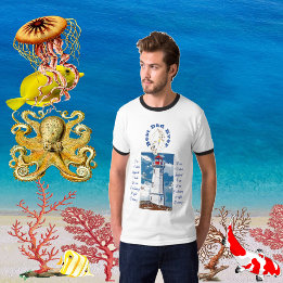 Vader Dochter Bond Vuurtoren Beste Papa Ooit Blauw T-shirt