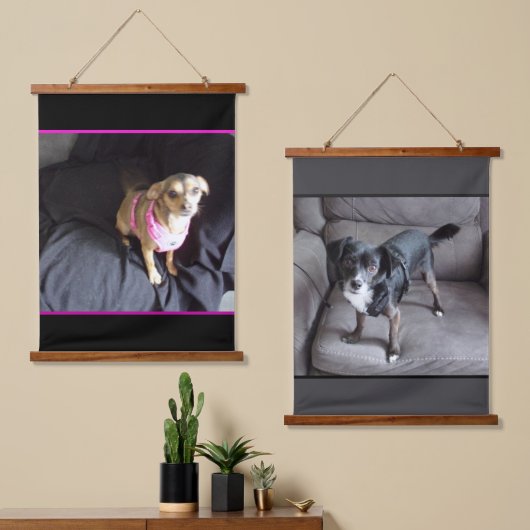 Vader Dochter Chihuahuas Hout Topped Tapestries Hangend Wandkleed (Asymmetrisch)