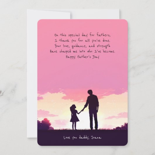 Vader & dochter onder de hemel | Vaderdag Feestdagenkaart (Voorkant)