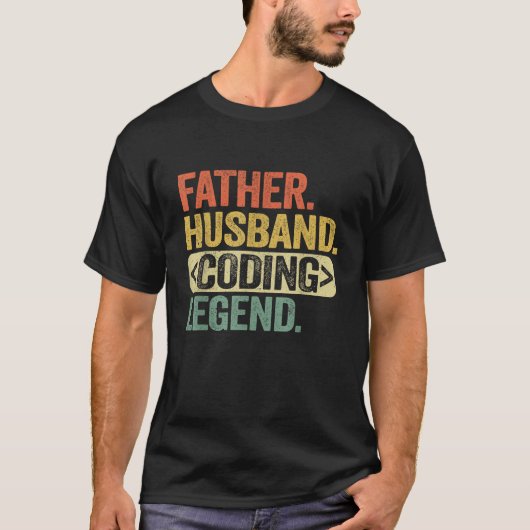Vader Echtgenoot Codeer Legende Grappige Software T-shirt (Voorkant)