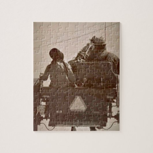 Vader en dochter Amish Horse and Buggy Legpuzzel (Verticaal)