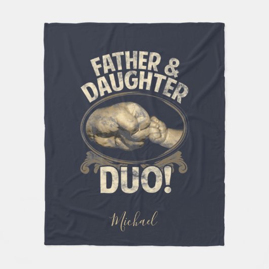 Vader en dochter Duo First Fathers Day Custom Fleece Deken (Voorkant)