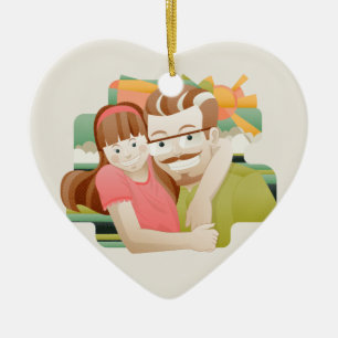 Vader en dochter keramisch ornament