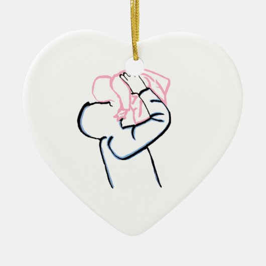 Vader en dochter kerstversiering keramisch ornament (Voorkant)