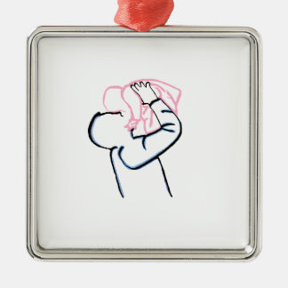 Vader en dochter metalen ornament