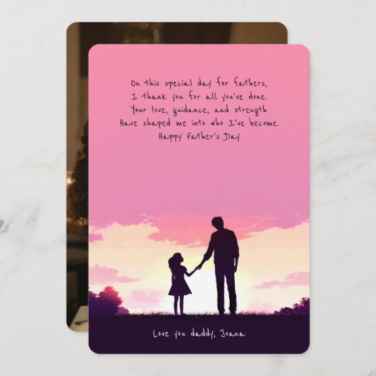 Vader en dochter onder de hemel | VADERDAG Feestdagenkaart (Voorkant / Achterkant)