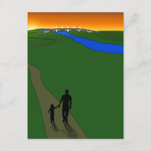 Vader en kind Evening Walk Briefkaart