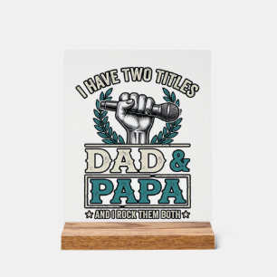 Vader En Papa Rock Titels Vintage Microfoon Shirt_ Acryl Bord