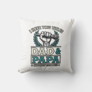 Vader En Papa Rock Titels Vintage Microfoon Shirt_ Kussen