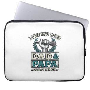 Vader En Papa Rock Titels Vintage Microfoon Shirt_ Laptop Sleeve