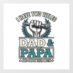 Vader En Papa Rock Titels Vintage Microfoon Shirt_ Raamsticker