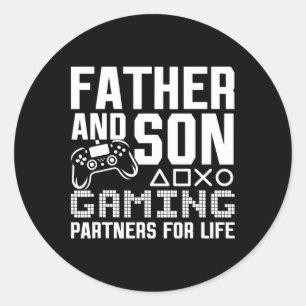 Vader en zoon gaming partners voor het leven grapp ronde sticker