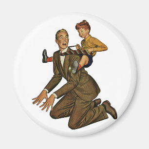  vader en zoon, grappig, Gekke Vaderdag Magneet