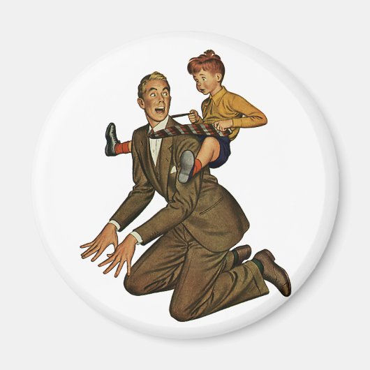 vader en zoon, grappig, Gekke Vaderdag Magneet (Voorkant)