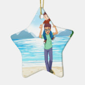 Vader en zoon keramisch ornament (Links)