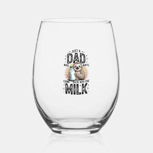 vader en zoon met melk luiaard grafisch ontwerp-01 wijnglas zonder voet