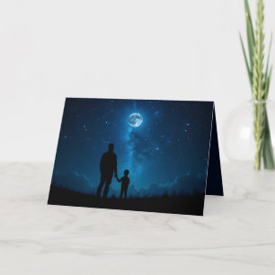Vader en zoon Moonlit Night Vaderdag Notitiekaartje