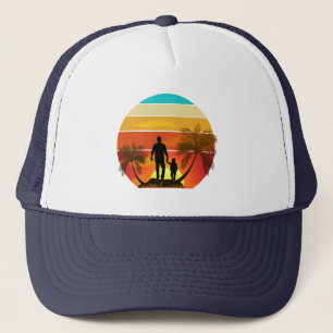 Vader en zoon vintage zonsondergang familie cadeau trucker pet