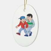 Vader en zoon Voetbal Keramisch Ornament (Links)