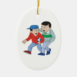 Vader en zoon Voetbal Keramisch Ornament