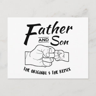 Vader en zoon vuistslag briefkaart