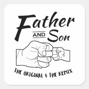 Vader en zoon vuistslag vierkante sticker