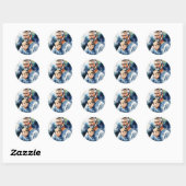 Vader en zoon waterverf gepersonaliseerd ronde sticker (Vel)