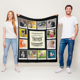 Vader Foto Collage Sjabloon Name Black Fleece Deken