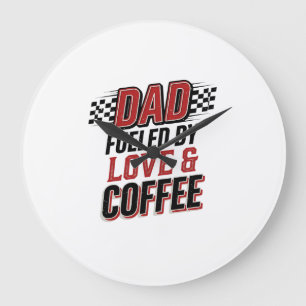 Vader Gedreven door Liefde en Koffie Racing T-shir Grote Klok