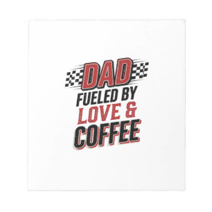 Vader Gedreven door Liefde en Koffie Racing T-shir Notitieblok