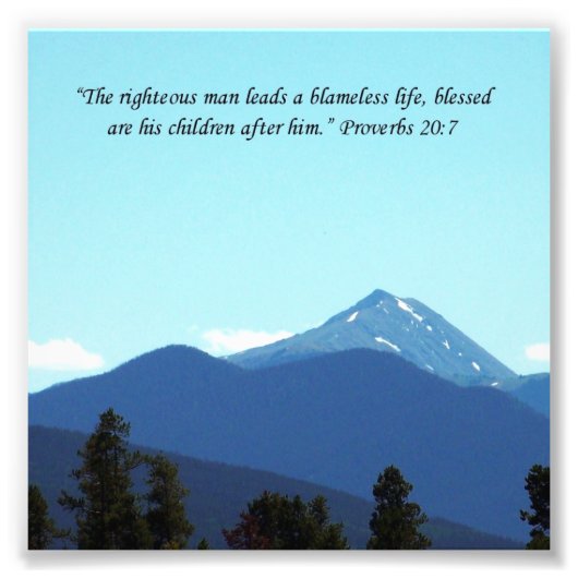 Vader Gift Proverbs 20:7 Afdrukken van Scriptgebon Foto Afdruk (Voorkant)