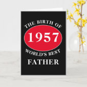 Vader Happy Birthday Monogram Naam Jaar Zwart Rood Kaart (Gele Bloem)