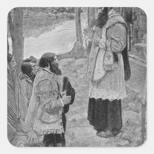 Vader Hennepin Celebrating Mass Vierkante Sticker (Voorkant)