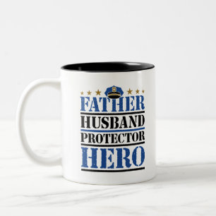 Vader Husband Beschermer Hero Politie Vader Tweekleurige Koffiemok