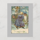  Vader Kerst in Sneeuwrijke Bossen Briefkaart (Voorkant)