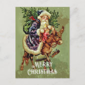 vader kerst op ezel met speelgoed feestdagenkaart (Voorkant)