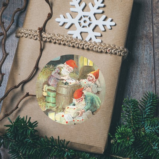  Vader Kerstman Elf Geschenken Ronde Sticker